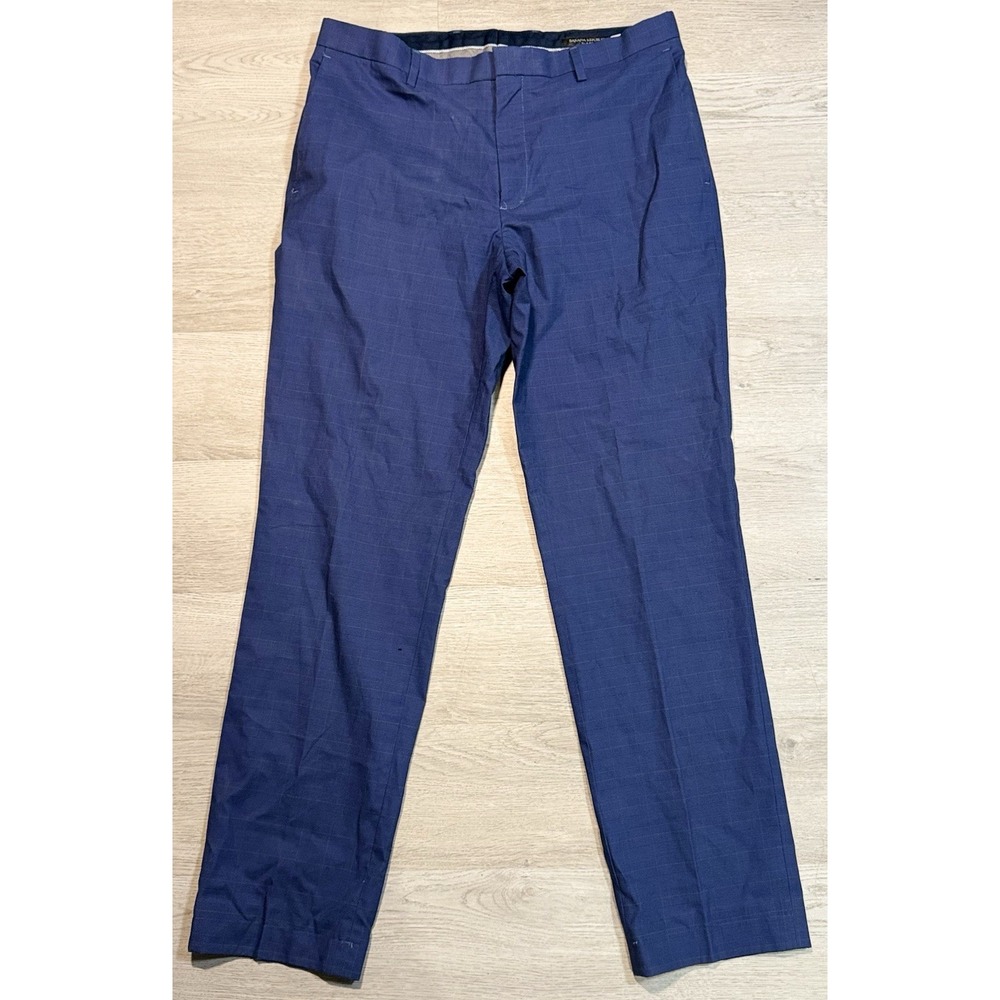 Banana Republic Slim Fit Tapered Pants Men's 33x34 Blue Check Cotton Business